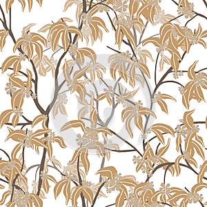 leaves dried branches vector seamless pattern. background for fabrics, prints, packaging and postcards