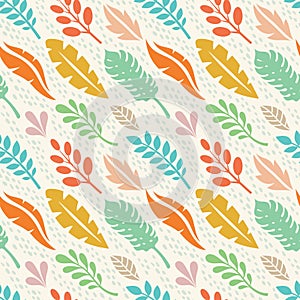 Leaves of exotic plants - creative vector illustration. Floral seamless pattern. Abstract concept background. Tropical summer