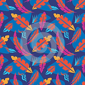 Leaves of exotic plants - creative vector illustration. Floral seamless pattern. Abstract concept background. Tropical summer