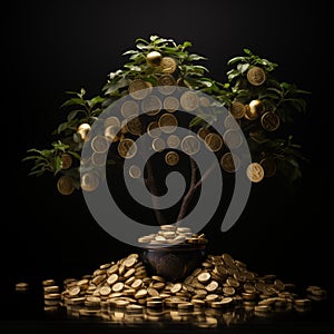 Flower and leave pattern background generative AI