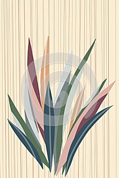 Leaves and flowers in minimalist style.