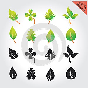 Leaves green design set elements This image is a vector illustration