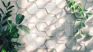 The leaves and hexagonal wall. AI generated