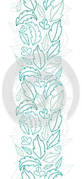Leaves lineart vertical seamless pattern