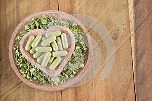 Leaves and moringa capsules Moringa oleifera