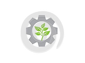 Leaves with pinion gear for logo design