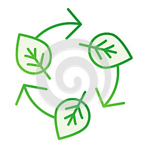 Leaves and recycle sign flat icon. Ecology gray icons in trendy flat style. Nature recycling gradient style design