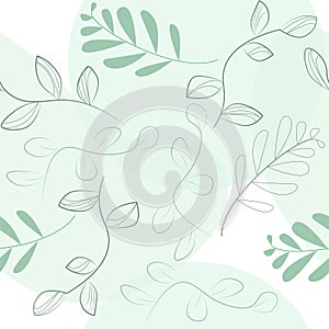 Leaves seamless pattern with organic shapes, branches and leaves