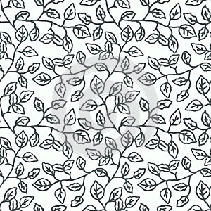 Leaves seamless pattern for textile, fabric, wallpaper, scrapbook, cover. Vector floral hand drawn background in pastel