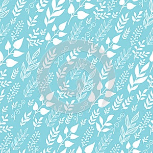 Leaves Silhouettes In the Wind Seamless Pattern