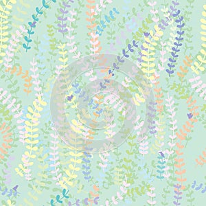 Leaves small bird decor seamless pattern