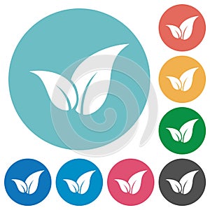 Leaves solid flat round icons