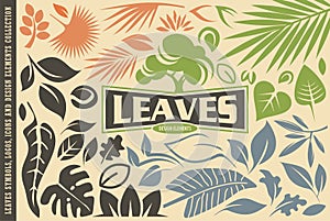 Leaves symbols, graphics, icons,emblems, logos and design elements set
