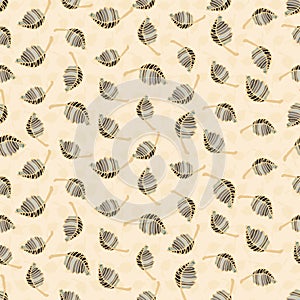 leaves toss seamless vector pattern on pale yellow