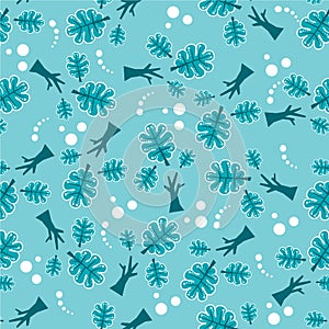 Leaves, tree graphic doodles pattern seamless