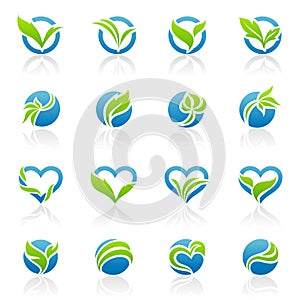 Leaves. Vector logo template set.