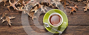 Leaves Wood Tea Cup Background