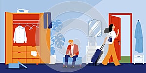 Leaving Home Flat Illustration