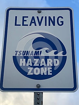 Leaving Tsunami Hazard Zone Sign