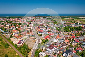 Leba town on the coast of Baltic Sea in Poland