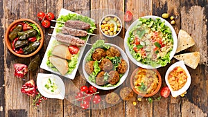 Lebanese, arabic food assortment