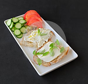 Lebanese Breakfast of Cheese and Labneh