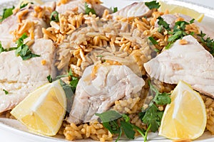 Lebanese fish rice and nuts