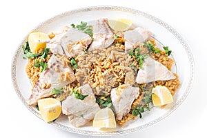 Lebanese fish rice and nuts from above