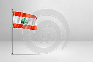 Lebanese flag isolated on white concrete wall background