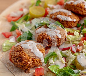 Lebanese food falafel, close up shot