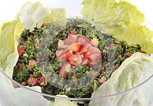 Lebanese salad - tabouleh (isolated) photo