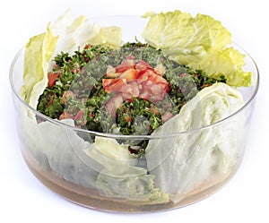 Lebanese salad - tabouleh (isolated) photo