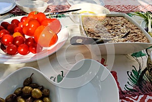 Lebanese, Turkish and Middle Eastern Breakfast - Mediterranean Food - seeds and veggies