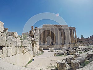 Lebanon, ancient acropolis city Baalbek. Great Bacchus temple