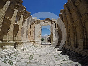 Lebanon, ancient acropolis city Baalbek. Great Bacchus temple