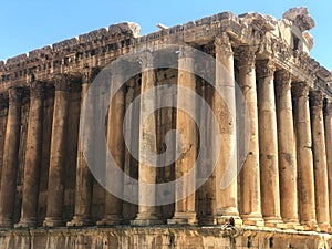 Lebanon, ancient acropolis city Baalbek. Great Bacchus temple