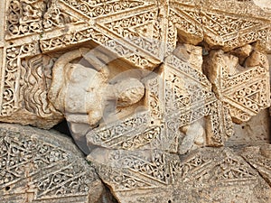 Lebanon Baalbek Citadele frescoes Figure outside day