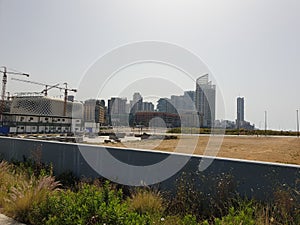 Lebanon Beirut skyline far crane