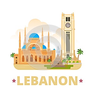 Lebanon country design template Flat cartoon style