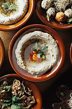 Lebanon cuisine. Traditional meze lunch