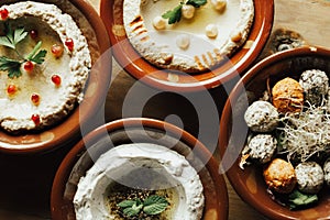 Lebanon cuisine. Traditional meze lunch