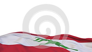 Lebanon fabric flag waving on the wind loop. Lebanese embroidery stiched cloth banner swaying on the breeze. Half-filled white