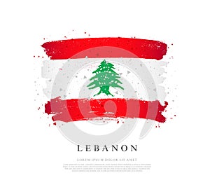 Lebanon flag. Brush strokes are drawn by hand