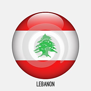 Lebanon flag in circle shape.