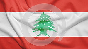 Lebanon flag with fabric texture