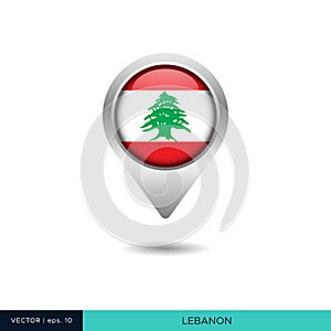 Lebanon flag map pin vector design template.