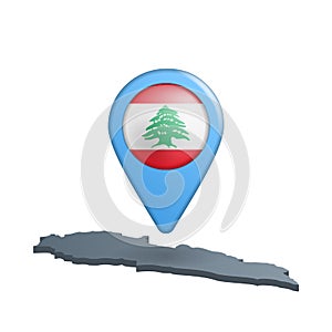 Lebanon flag map pin on white