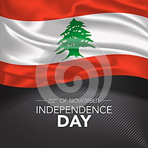 Lebanon happy independence day greeting card, banner, vector illustration