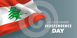 Lebanon independence day greeting card, banner with template text vector illustration