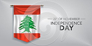 Lebanon independence day greeting card, banner, vector illustration